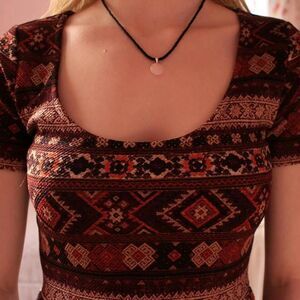 Forever-21 Women's Brown and Burgundy Dress